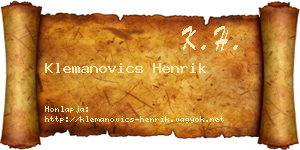 Klemanovics Henrik névjegykártya